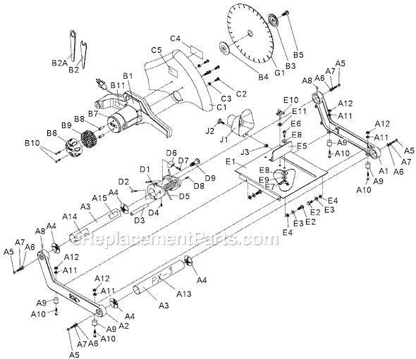 Page A Diagram and Parts List for PX-3  MK Diamond Concrete Saw